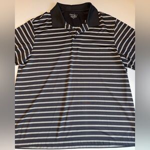 Walter Hagen Grey and White Striped Performance Hydro-dri Golf Polo